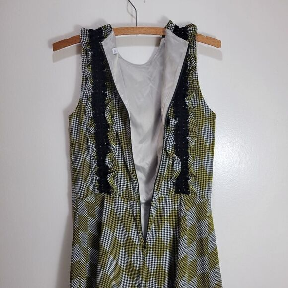 Chartreuse Harlequin Houndstooth Dress - Picture 10 of 14